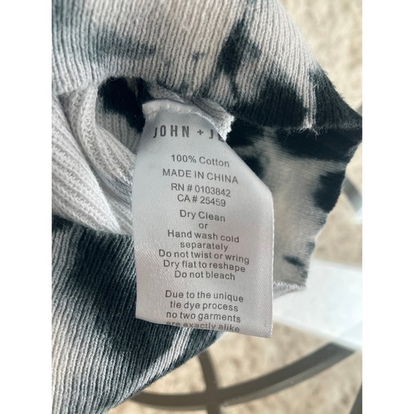 JOHN+JENN Tie Dye Knit Sweater Womens XS Black White Crewneck Long Sleeve Cotton - Picture 4 of 8
